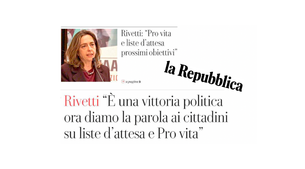 Referendum sanità. Intervista a Chiara Rivetti, Segretaria Regionale Anaao Assomed Piemonte, in rappresentanza del Comitato per il Diritto alla Tutela della Salute e alle Cure, La Repubblica